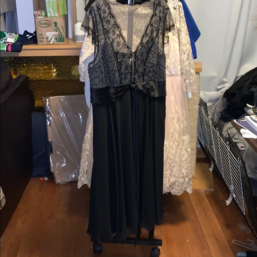 Black silk/ mesh cocktail dress